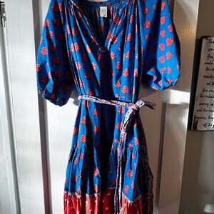 Chic Blue and Red Floral Mini Dress